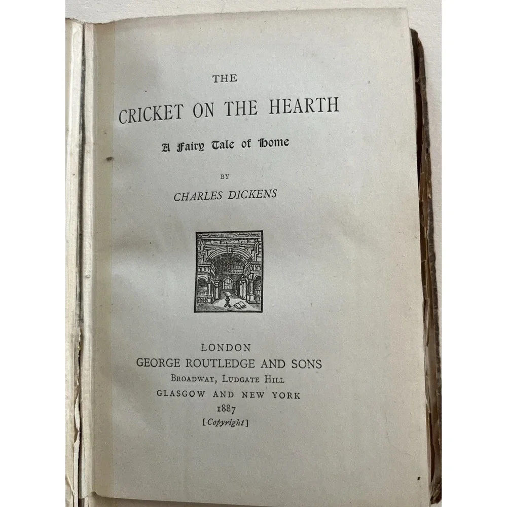 RARE 1887 Charles Dickens Cricket on Hearth Antique Hardcover Book Illustrated
